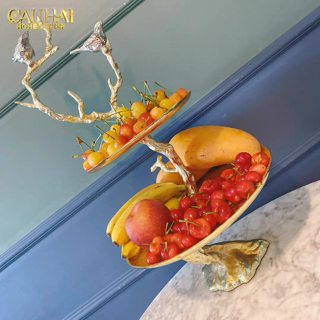Maison Couture Elysian - Đĩa 2 Tầng Platinum  Imperium Empire   Deux Niveaux Étagère 33x60