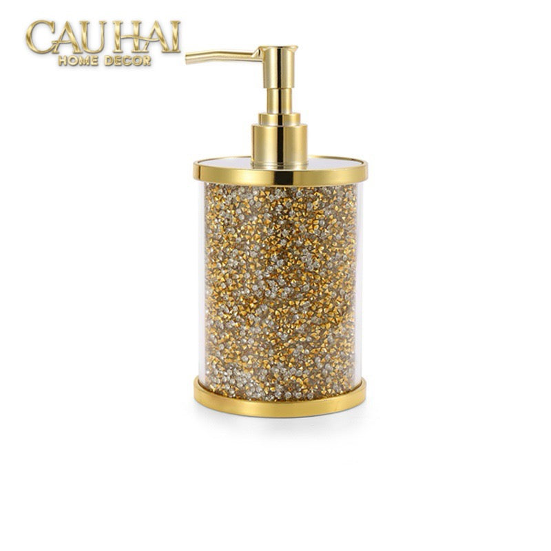 Set Phụ Kiện Nhà Tắm Pha Lê Pavé Gold Mirror  Bathroom Vanity 4pcs