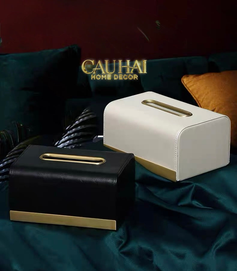 Maison Couture - Hộp Khăn Giấy Royale Blanc Satin Impérial Paon Plumage Tissue Holders