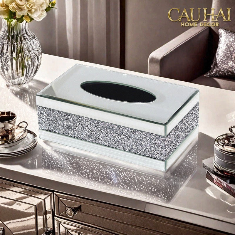 Haute Folie - Hộp Giấy Chữ Nhật Viền Gương Cắt Cạnh — Starlight Mirrored Tissue Box