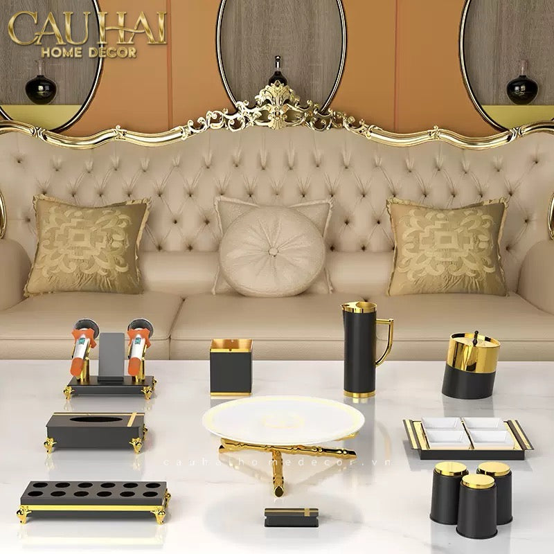 Đĩa Trang Trí Feuillage D'Or – Gilded 34Cm-CẬU HAI HOME DECOR