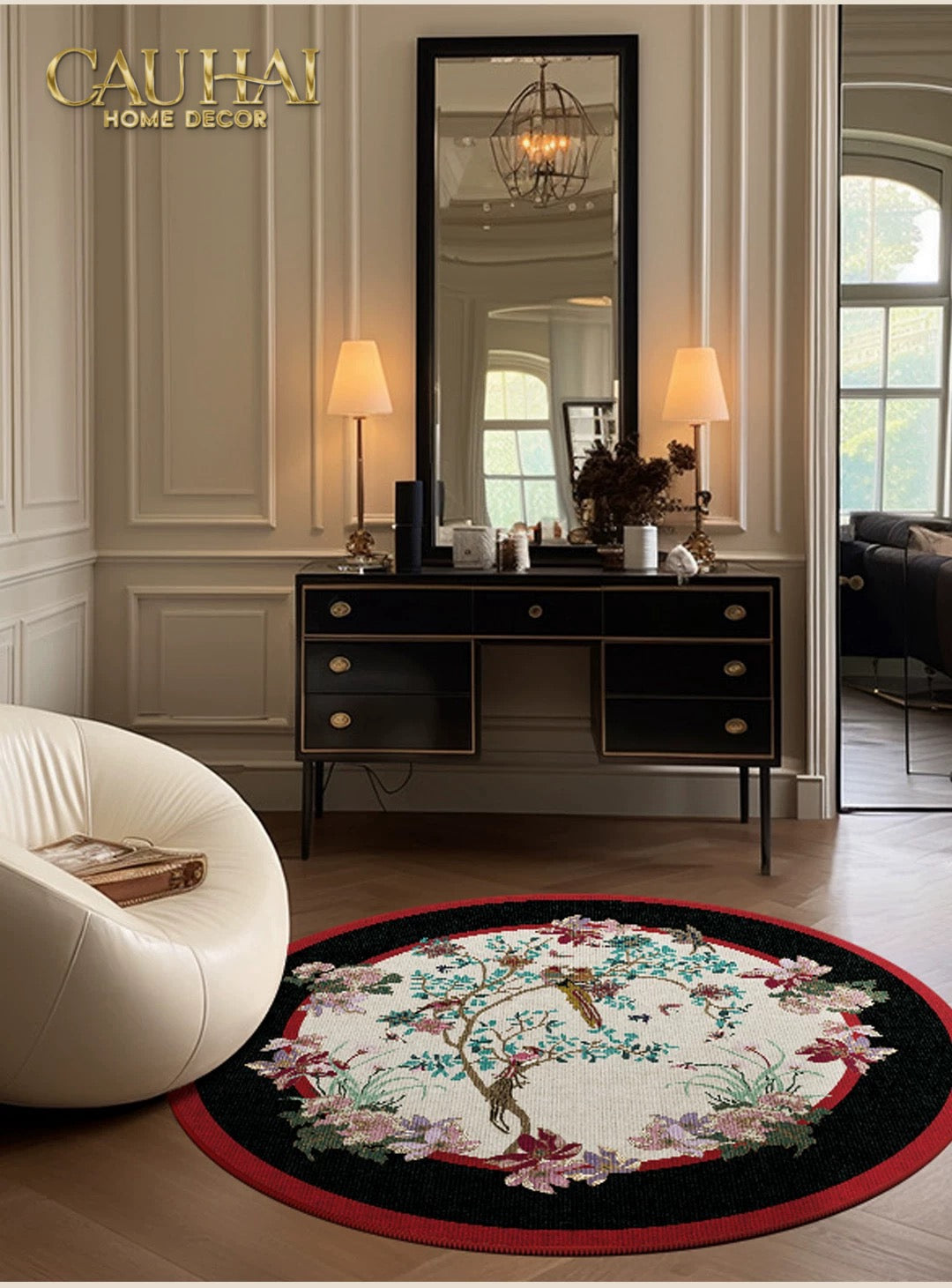 Thảm Tròn Nhung Bỉ D160 - Nocturne Avian Impériale Rectangular-CẬU HAI HOME DECOR