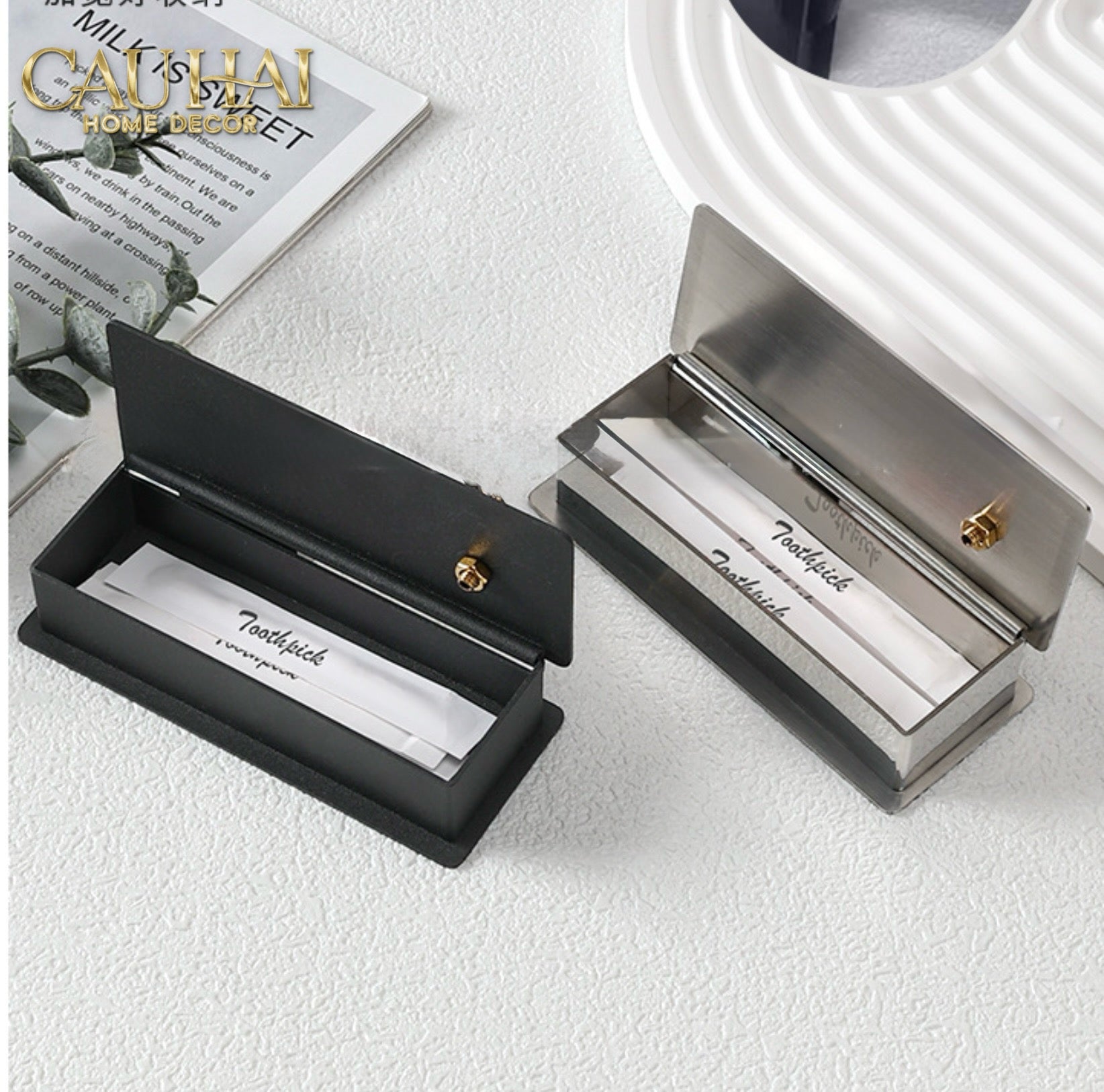 Hộp Đựng Tăm Chrome Papillon Goldleaf
