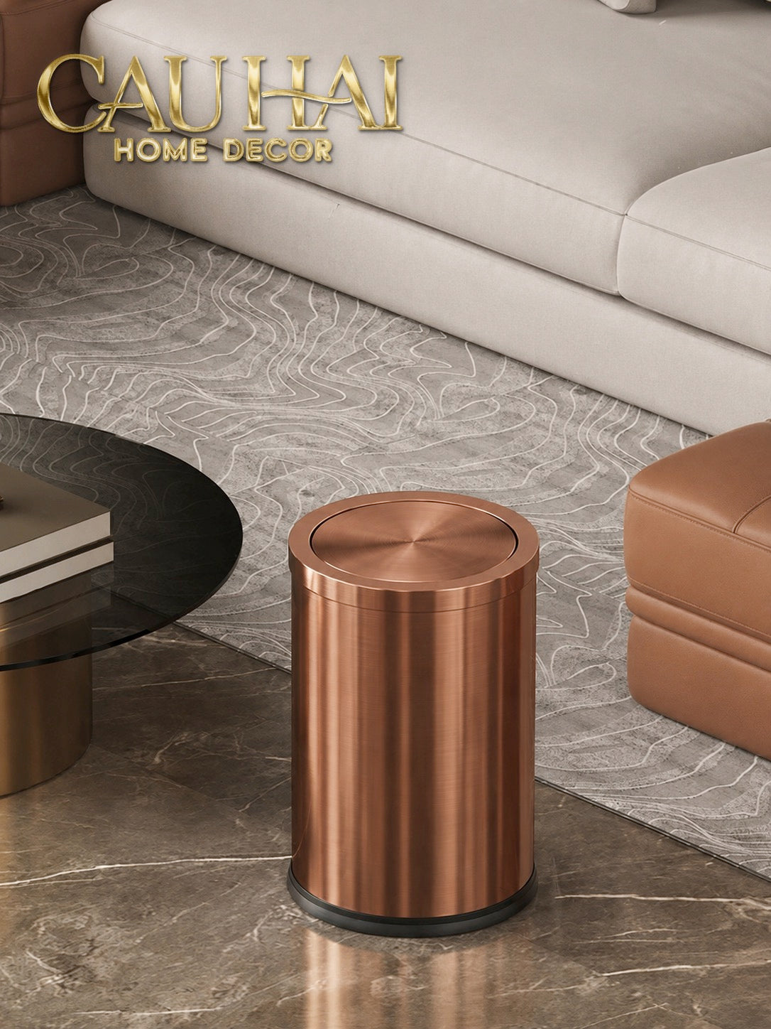 Thùng Rác Inox Monolith Bronze Trash Cans 9L 20x31
