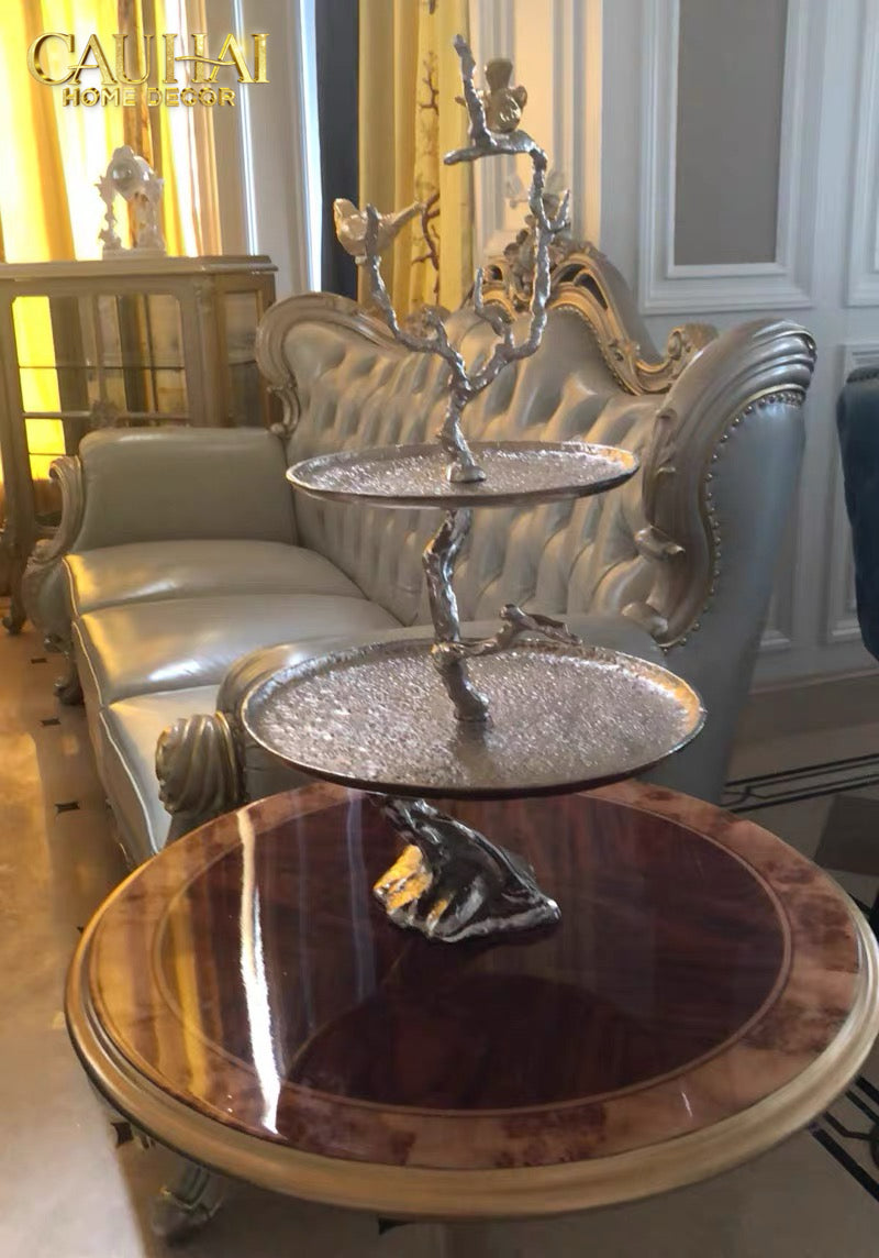 Maison Couture Elysian - Đĩa 2 Tầng Platinum  Imperium Empire   Deux Niveaux Étagère 33x60