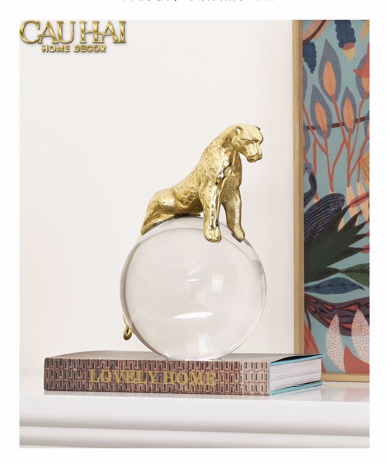 Maison Couture - Tượng Quả Cầu Pha Lê - Tượng Báo Bằng Đồng -   Regal  Brasson Panther Globe 15x30