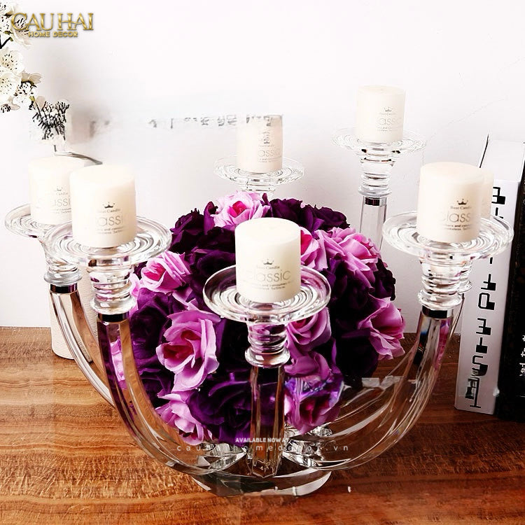 Đế Nến Bình Hoa Pha Lê Candélabre En Cristalleries H30