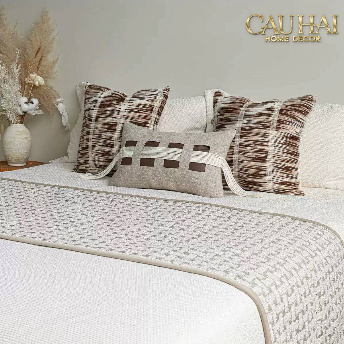 Gối Linen Sangle Tressée Chocolate Ivovy 30x50