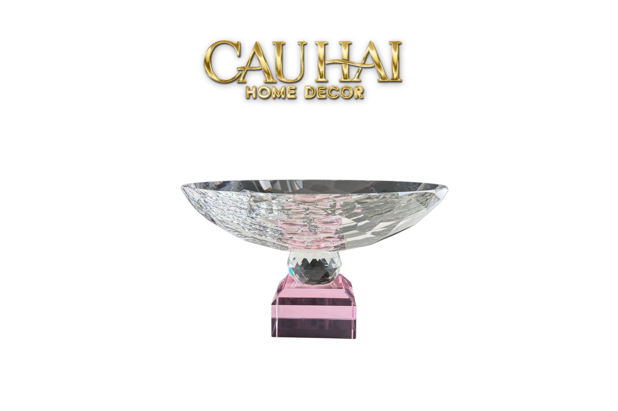 Maison Couture - Đĩa Trái Cây Pha Lê Eclat Candy Pink Cristalleries Fruit Plates Centerpieces 9x28x15