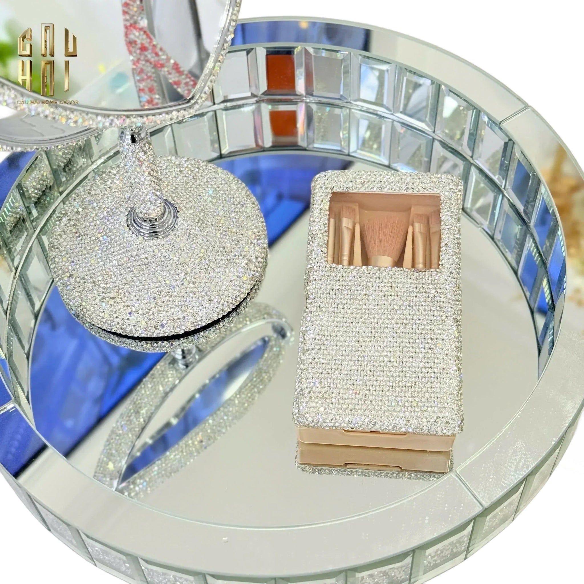 Haute Folie - Khay Gương Tròn Đế Xoay Mirror Argenté D30