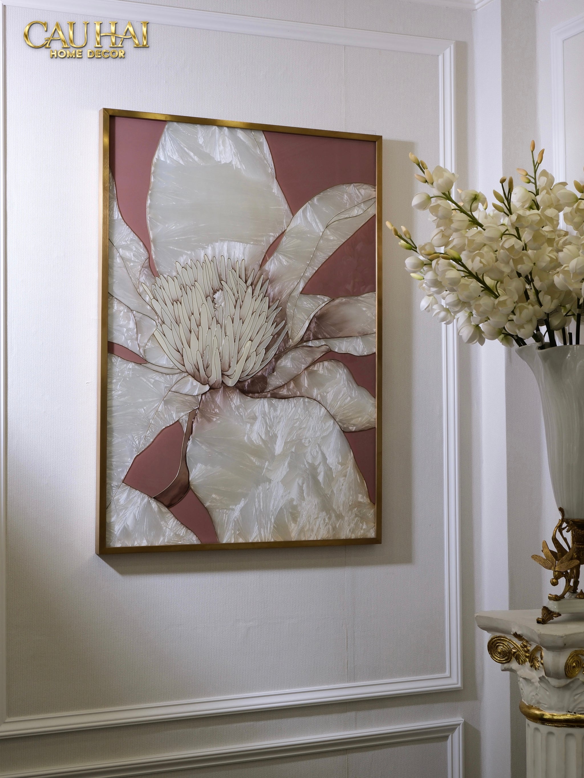 Maison Couture - Gilded Prism Enamel - Crystal Bloom 70x100 Handmade Glass Enamel on Stainless Steel Frame