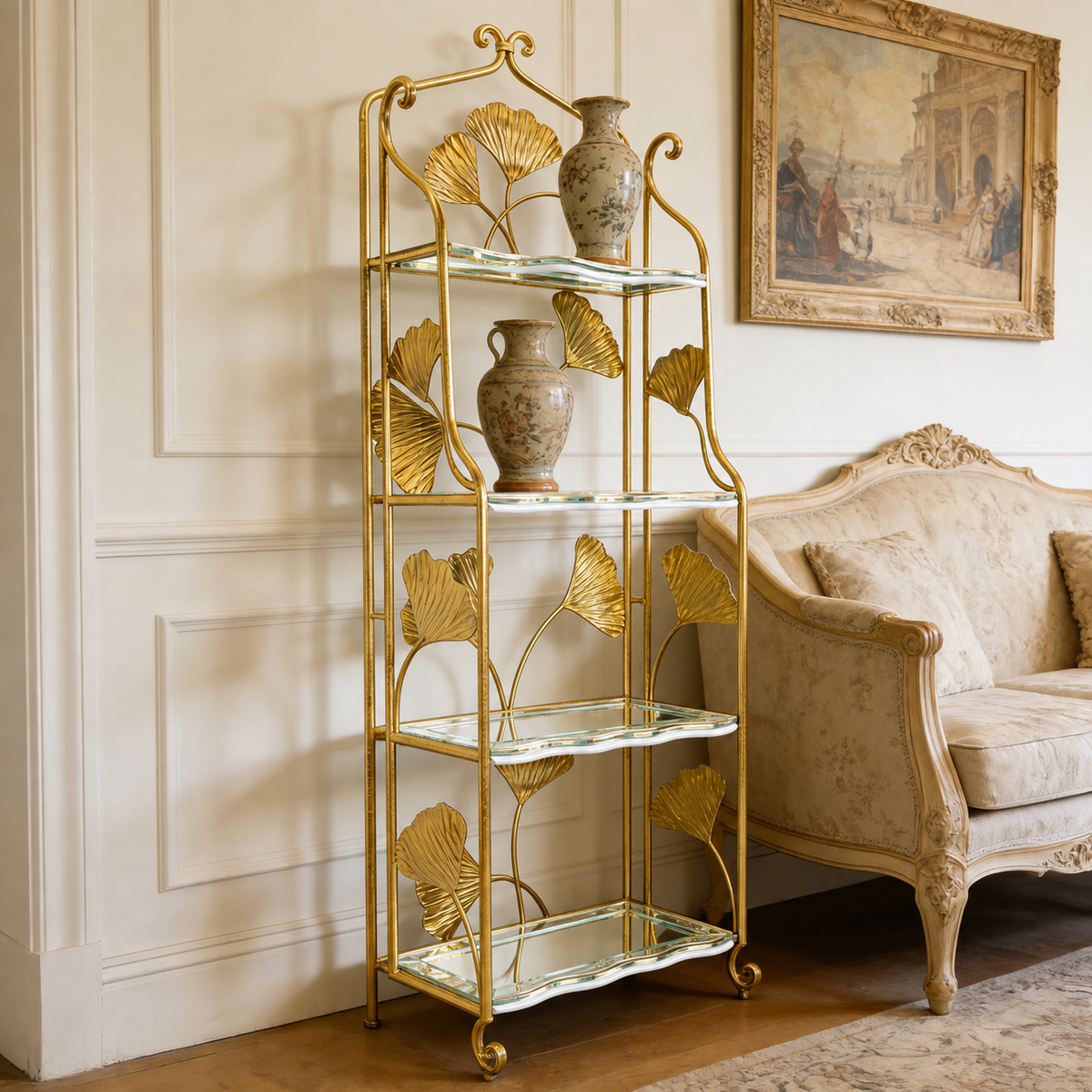 Maison Couture - Kệ Trưng Bày Lá Ngân Hạnh 4 Tầng Ginkgo Royale Étagère 14K Mirror-KỆ TRANG TRÍ-CẬU HAI HOME DECOR