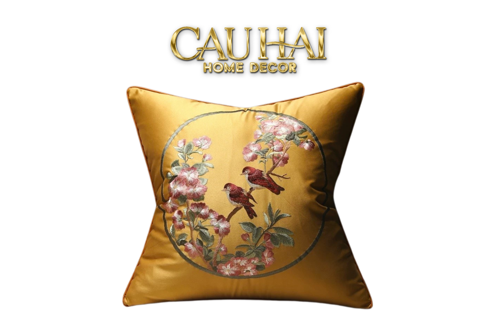 Tết Couture - Vỏ Gối Lụa Thêu - Kim Ngự Uyển 45 (nhập thêm 2 từ mã cũ Yến Uyển) - CẬU HAI HOME DECOR