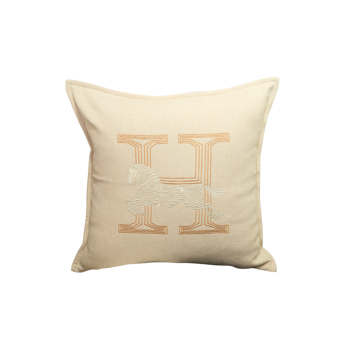 Vỏ Gối Linen Thêu Cheval Équestre Ivory 45x45