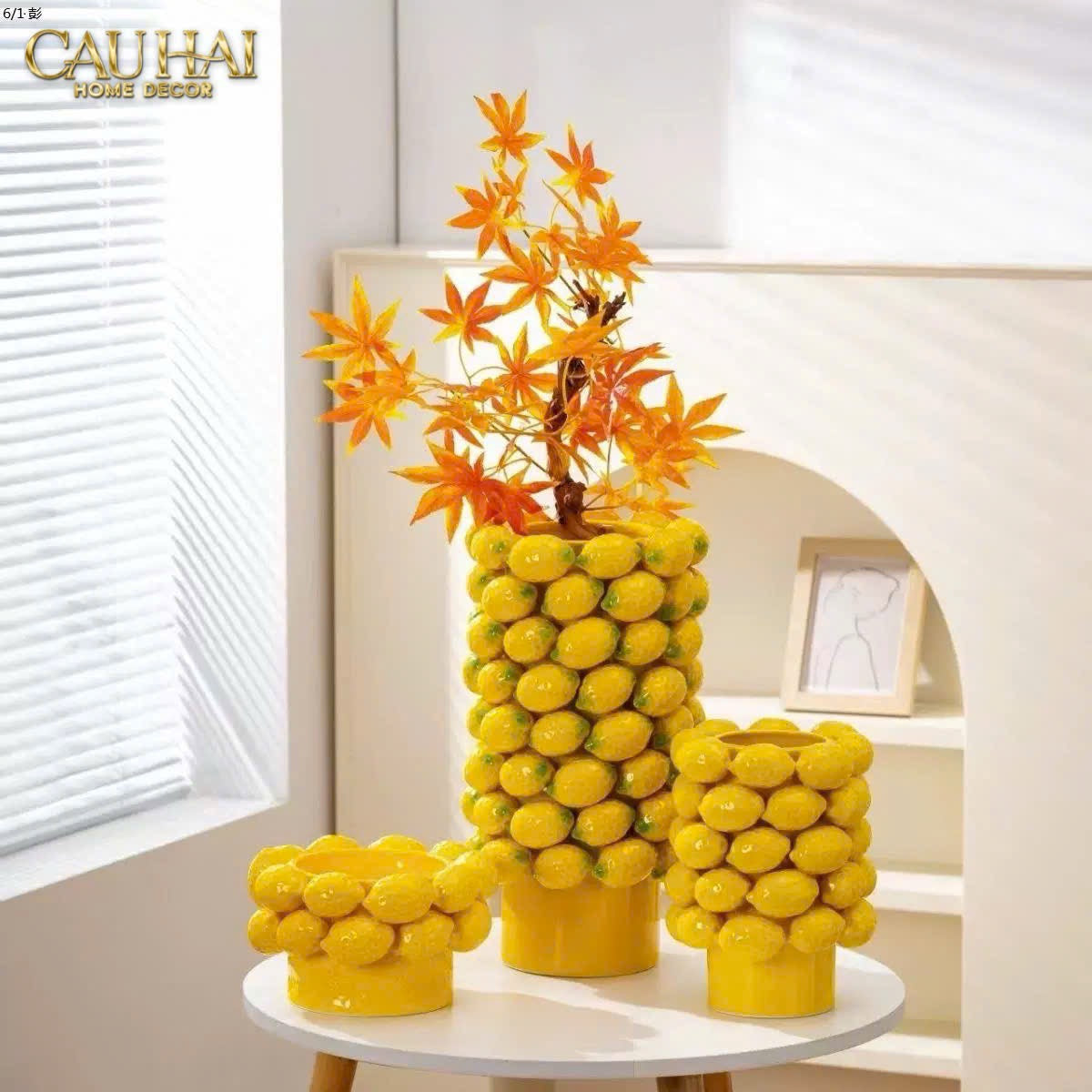 HOME COUTURE - BÌNH HOA CERAMIC CITRON - ÉCLAT JAUNE H25-CẬU HAI HOME DECOR