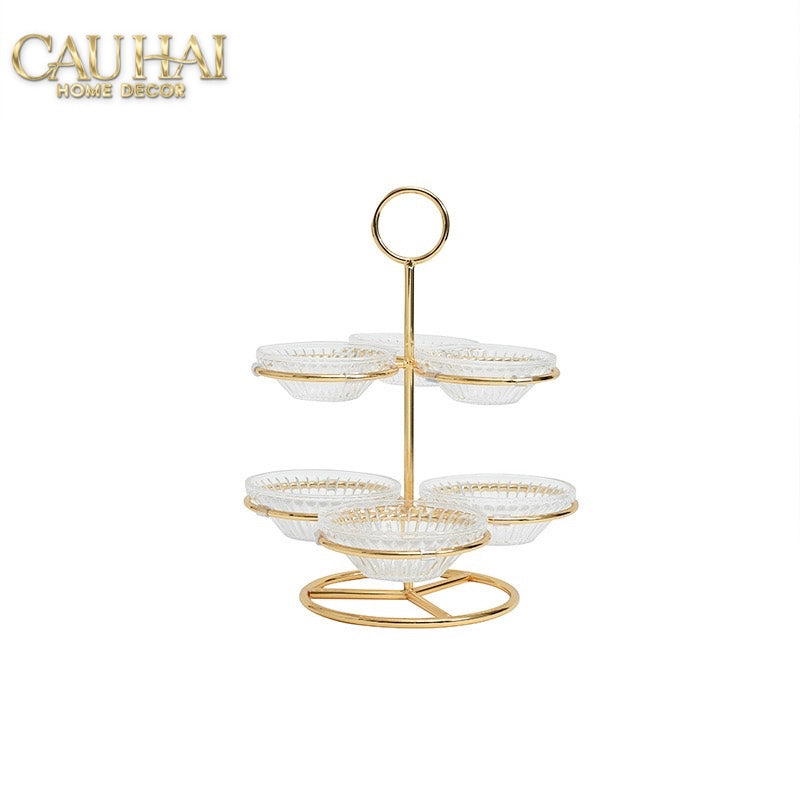 Đĩa Bánh 2 Tầng 6 Ngăn Cristalleries Le Couronne D'Or 33*28