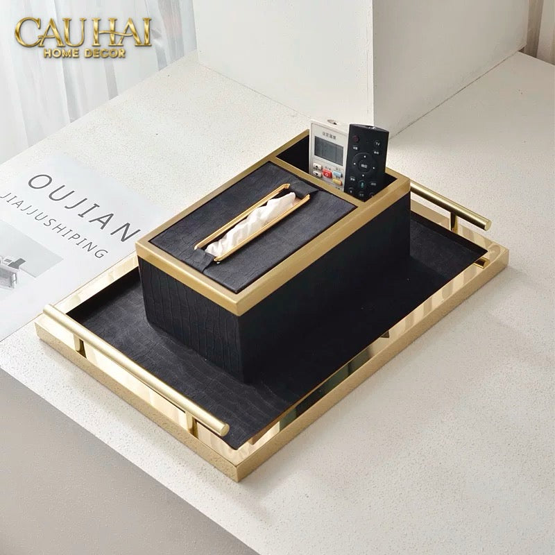 HOME COUTURE - HỘP KHĂN GIẤY BALVIN PRESTIGE CLASS - NOIR / CRÈME - CẬU HAI HOME DECOR