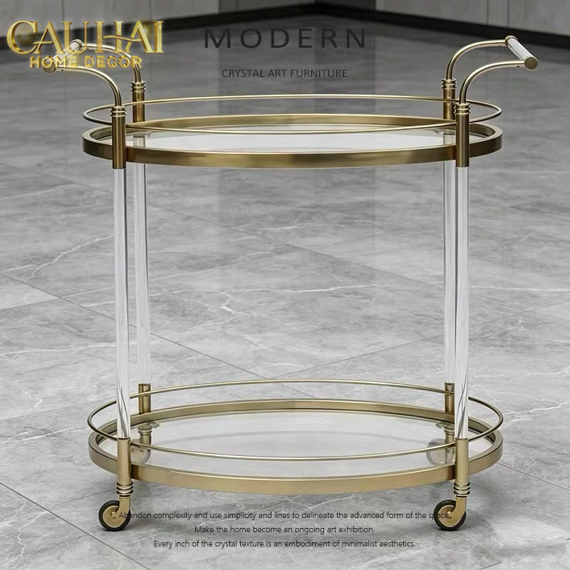 Maison Couture - Golden Lucid Acrylic Lumière Stemware Bar Cart