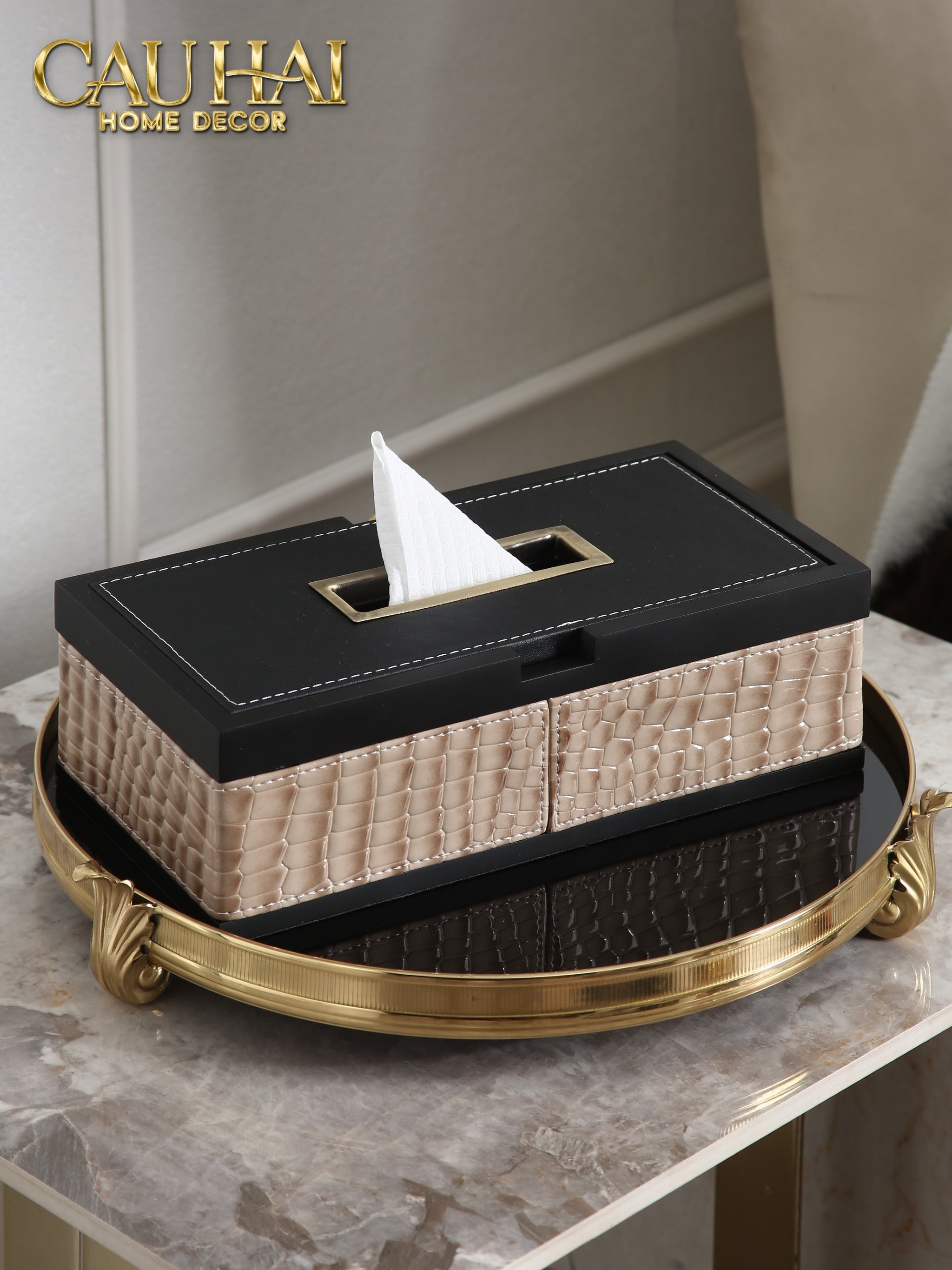 HOME COUTURE - HỘP KHĂN GIẤY EXOTIC LUX CROCO - ELK ÉDITION SPÉCIALE - CẬU HAI HOME DECOR