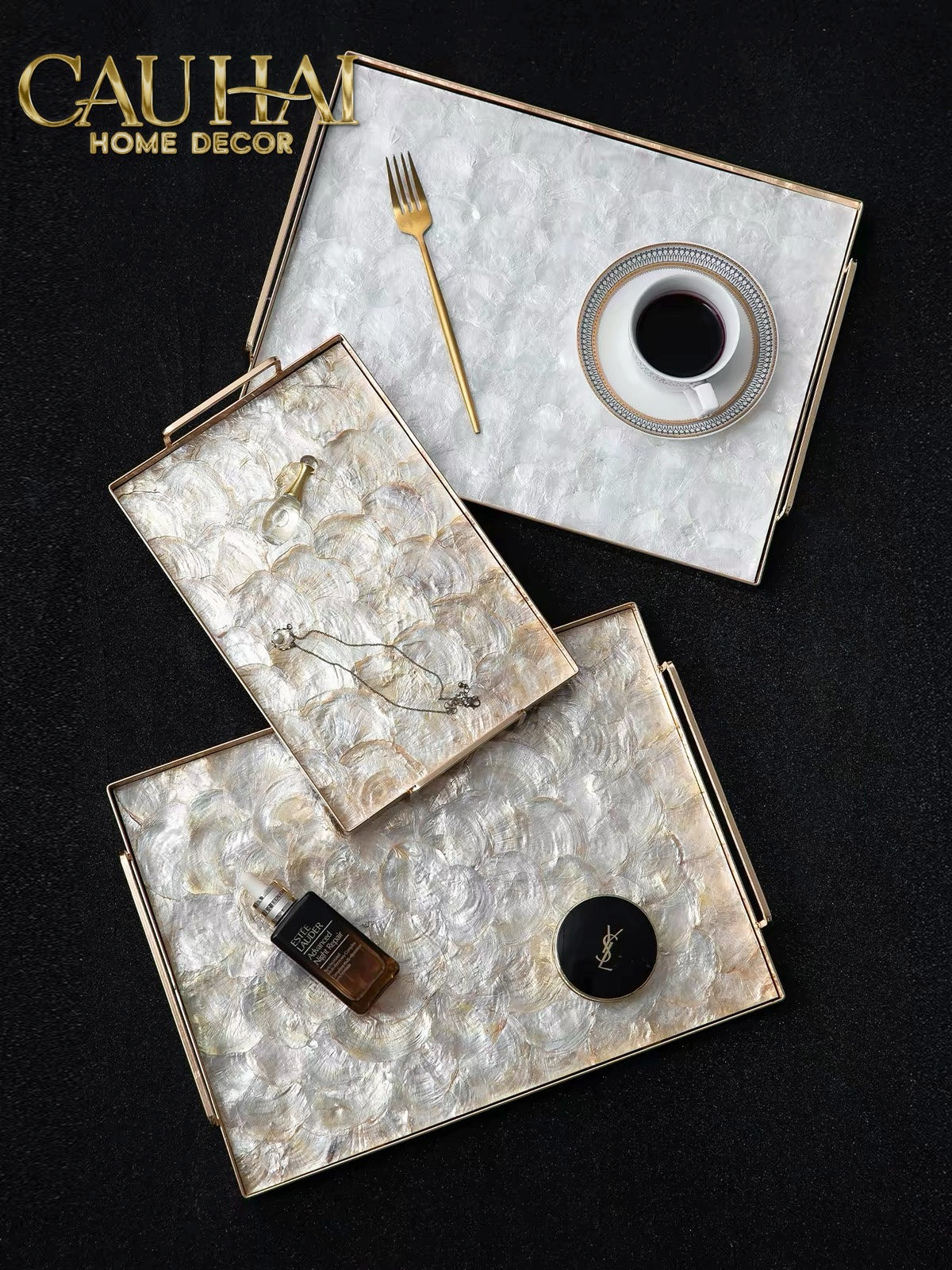 Maison Couture - Khay Chữ Nhật Xà Cừ -  Plateau Perle Céleste Celestial Pearl Serving Tray 30*40