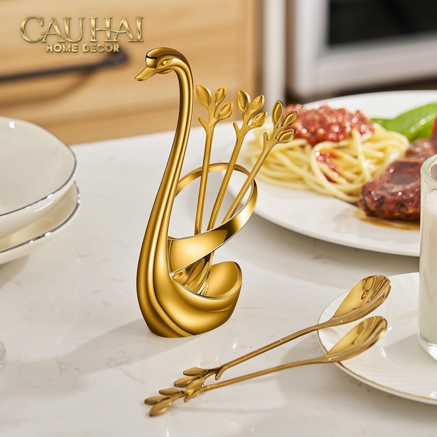 Set 6 Cái Nĩa Dessert Metal Swan Éclat D'Or 6pcs