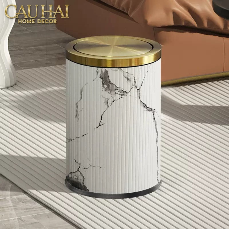Thùng Rác Da Vân Đá Marble Prime Minimal Desk Trash Cans 9L 20x31