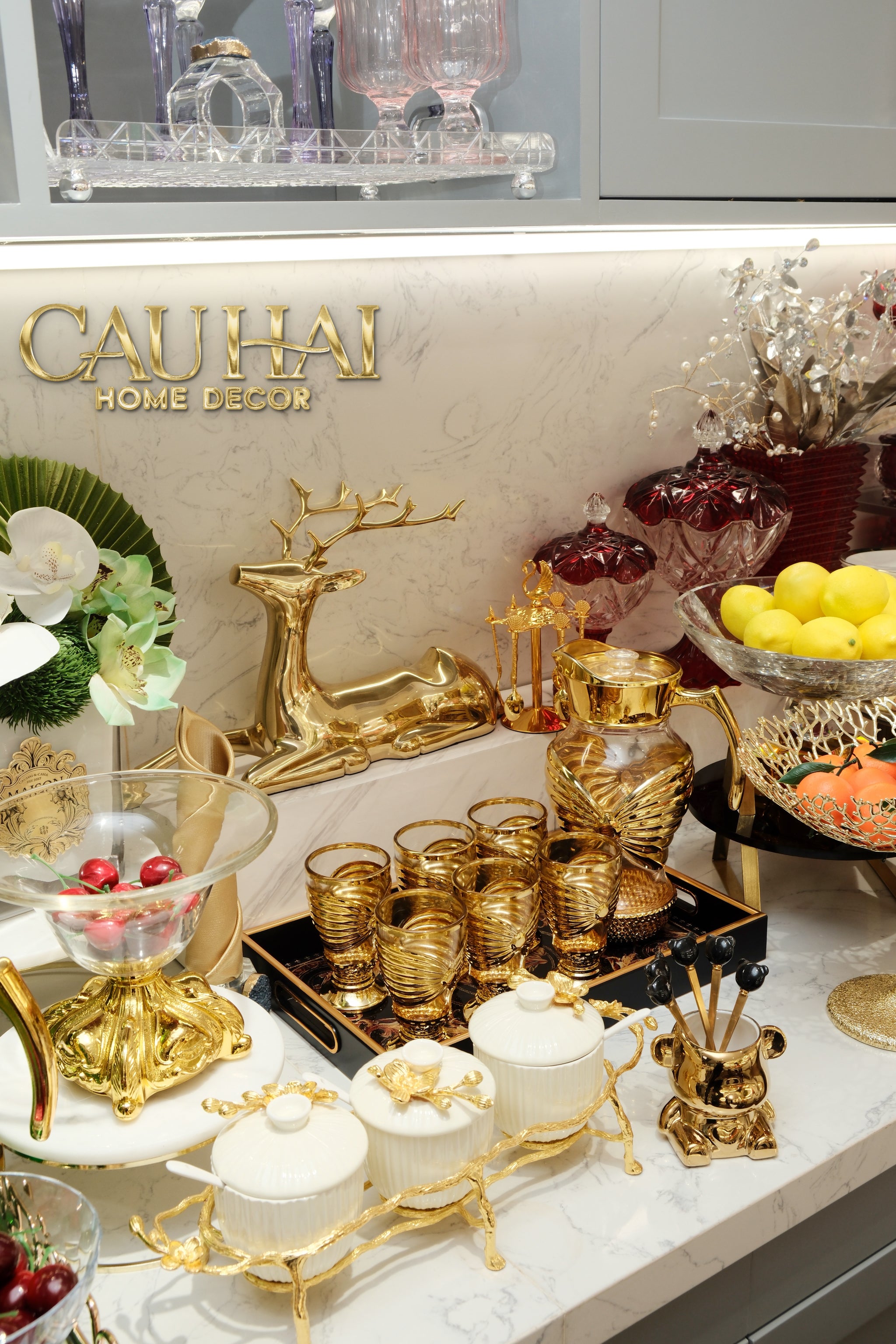 Set Bình Nước Ly Thủy Tinh Papillon Éclat D’Or 7pcs