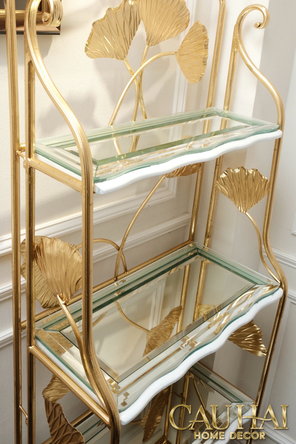 Maison Couture - Kệ Trưng Bày Lá Ngân Hạnh 4 Tầng Ginkgo Royale Étagère 14K Mirror-KỆ TRANG TRÍ-CẬU HAI HOME DECOR