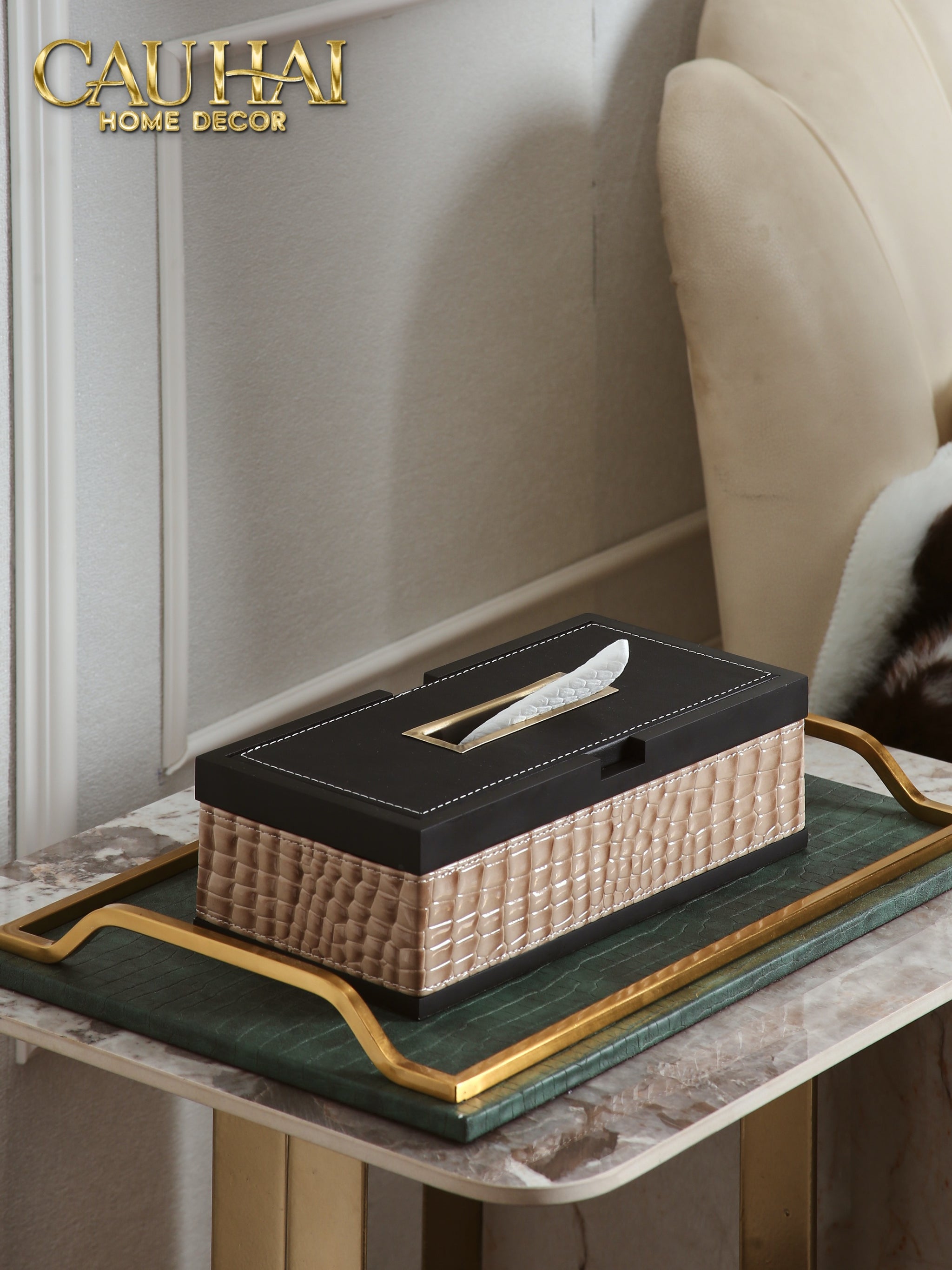 HOME COUTURE - HỘP KHĂN GIẤY EXOTIC LUX CROCO - ELK ÉDITION SPÉCIALE - CẬU HAI HOME DECOR