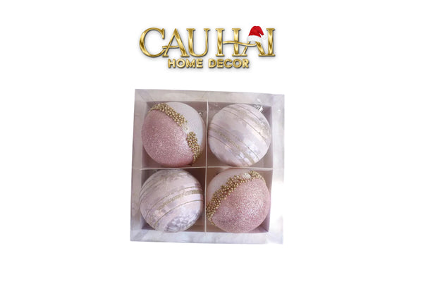 FÊTES COUTURE -  SET CHÂU SPARKLE  VELOUR CHRISTMAS ORNAMENTS - MOYENNE 8.0 4PCS