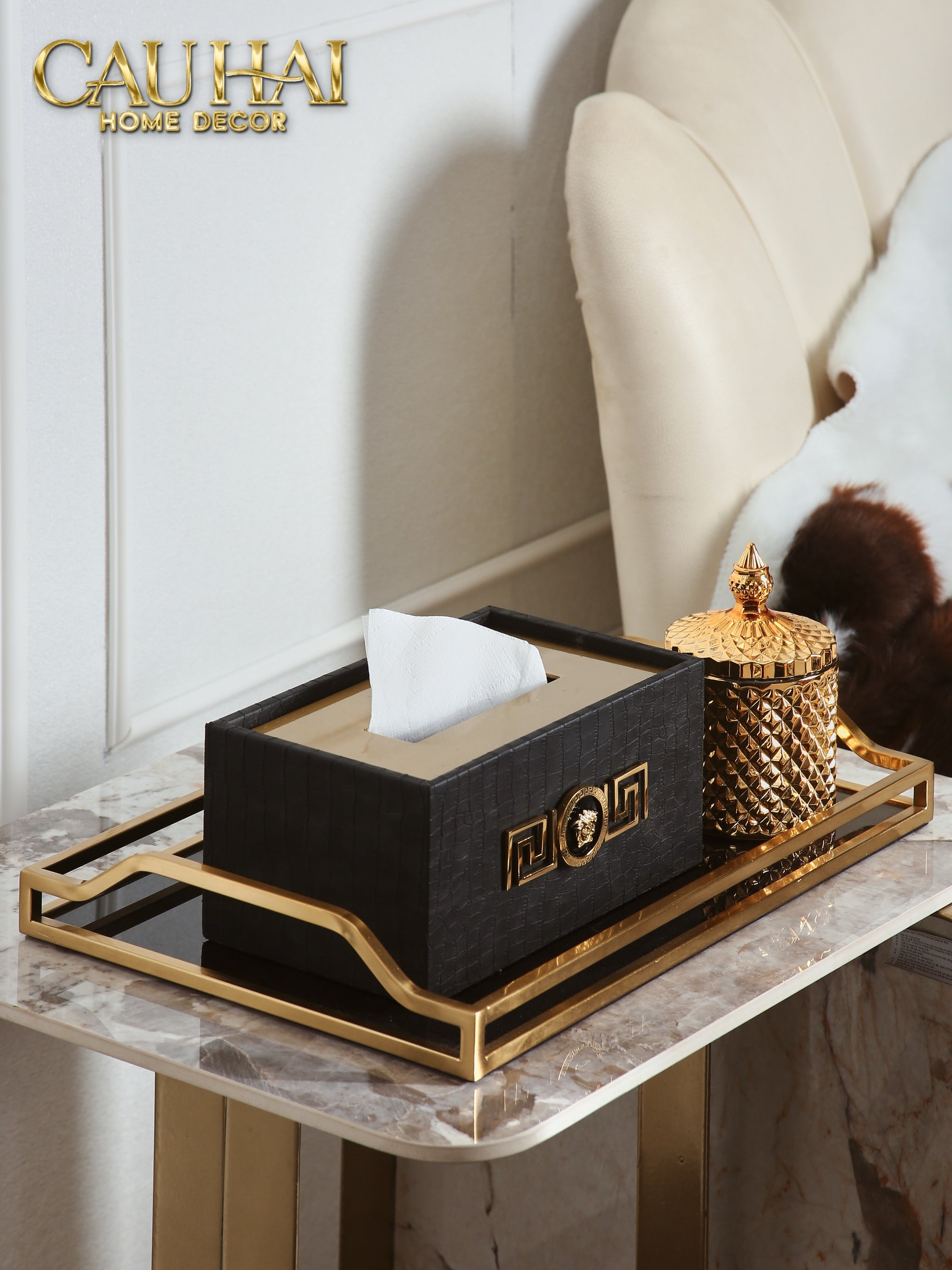 Home Couture - Hộp Khăn Giấy Phantom Cuir De Croco - Spéciale Limitée Édition-CẬU HAI HOME DECOR