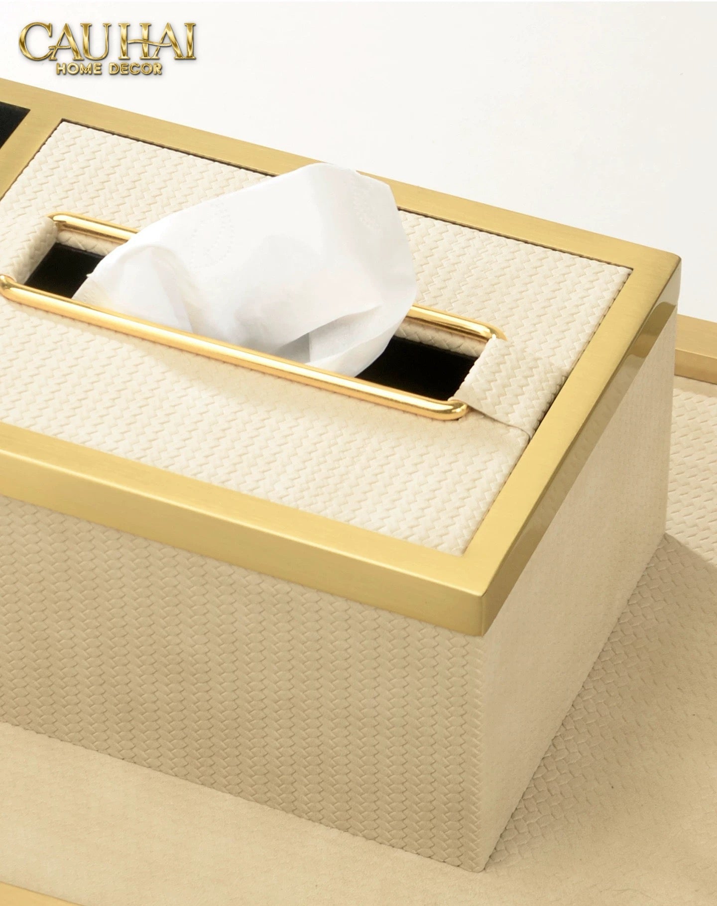 HOME COUTURE - HỘP KHĂN GIẤY BALVIN PRESTIGE CLASS - NOIR / CRÈME - CẬU HAI HOME DECOR