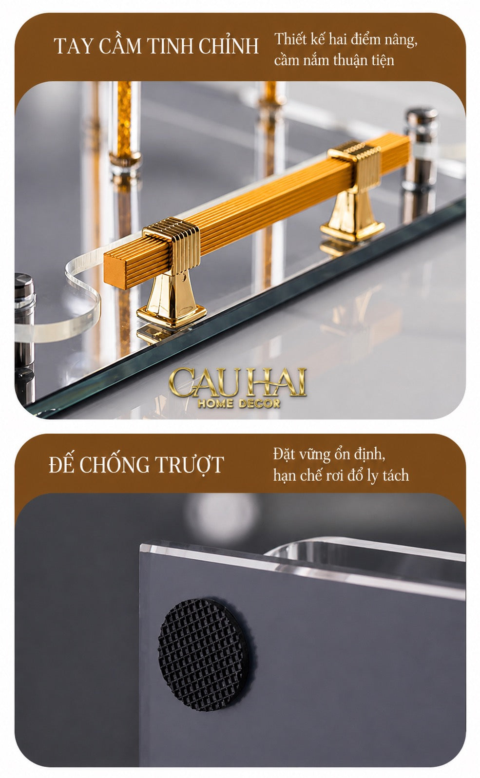 Maison Couture – Khay Úp Ly Cristalleries 6 Slot 2-In-1 Bar Tray – Aurum