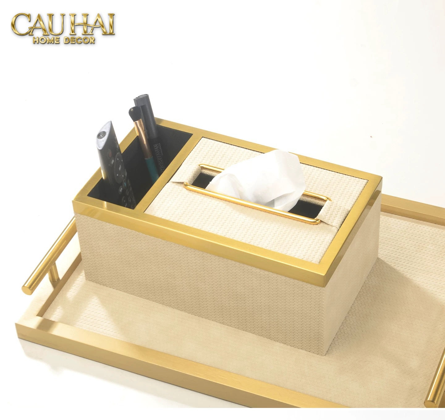 HOME COUTURE - HỘP KHĂN GIẤY BALVIN PRESTIGE CLASS - NOIR / CRÈME - CẬU HAI HOME DECOR