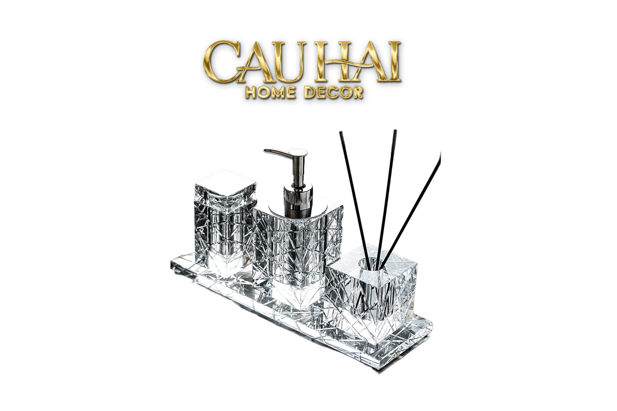 Maison Couture - Set Nhà Tắm Pha Lê  Lumière Cristalleries Bathroom Vanity Set - Cannage Facetté Set 4pcs