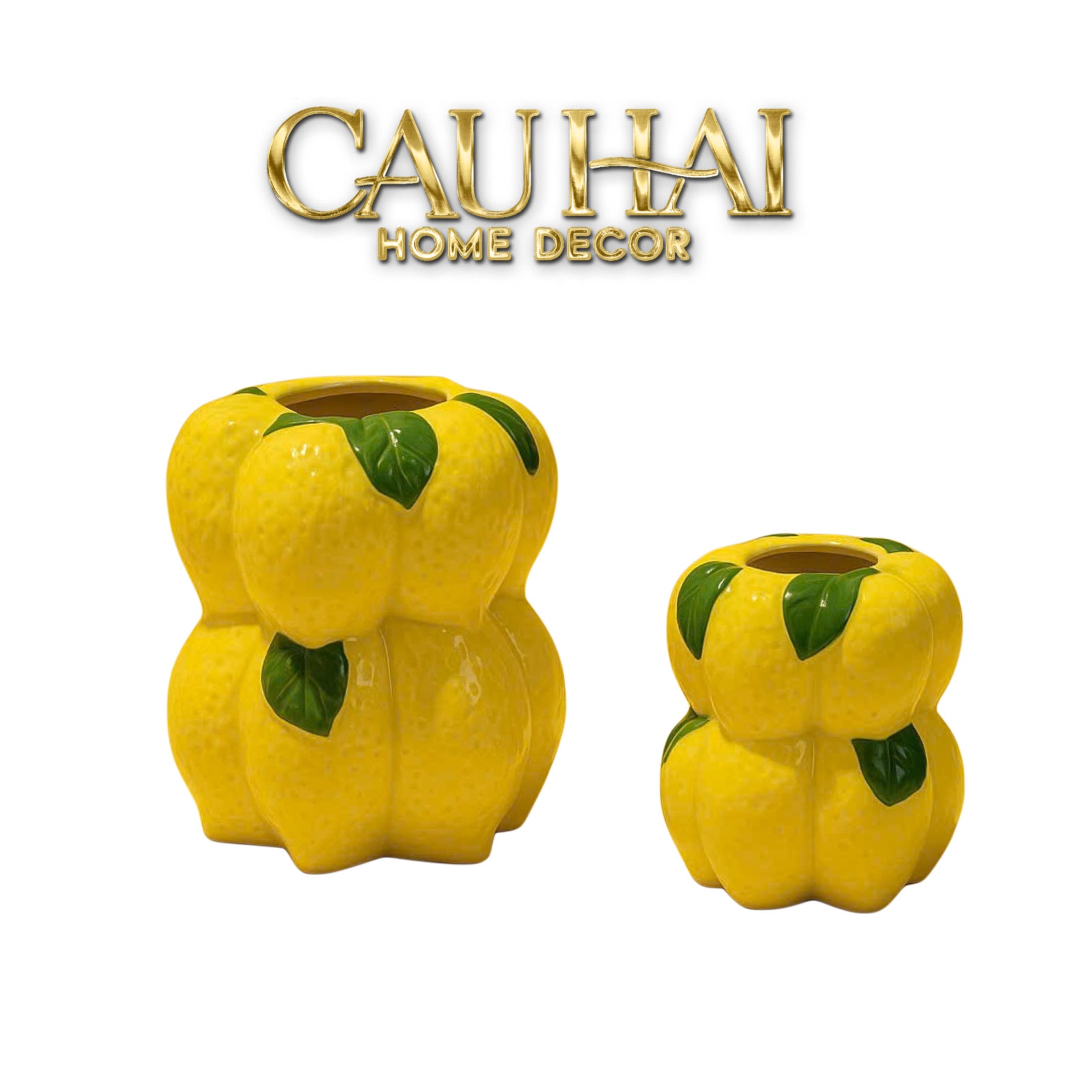 La Sicilia Royale - Set 2 Bình Gốm Sứ Chanh Vàng — Citrine Bloom Ceramic Pair