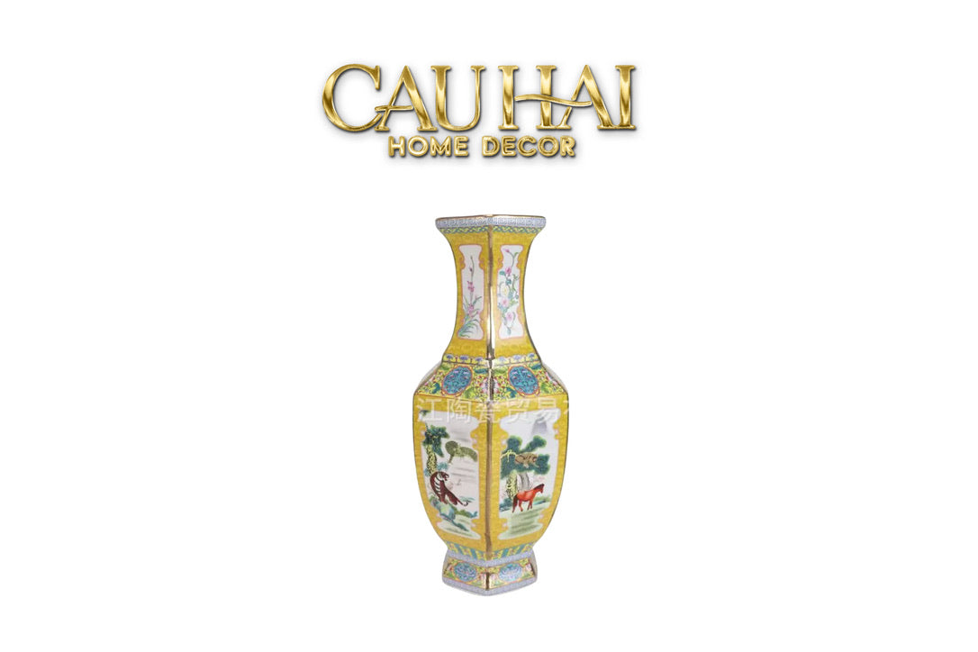 Tết Couture - Bình Hoa Gốm Tứ Tiết Thuỷ Mặc Qing Dynasty Porcelain Vase H35