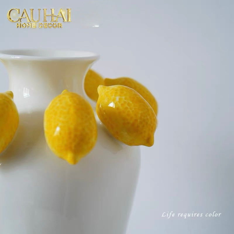 La Sicilia Royale - Bình Hoa Gốm Sứ Lemon Atelier Ivory 20x26