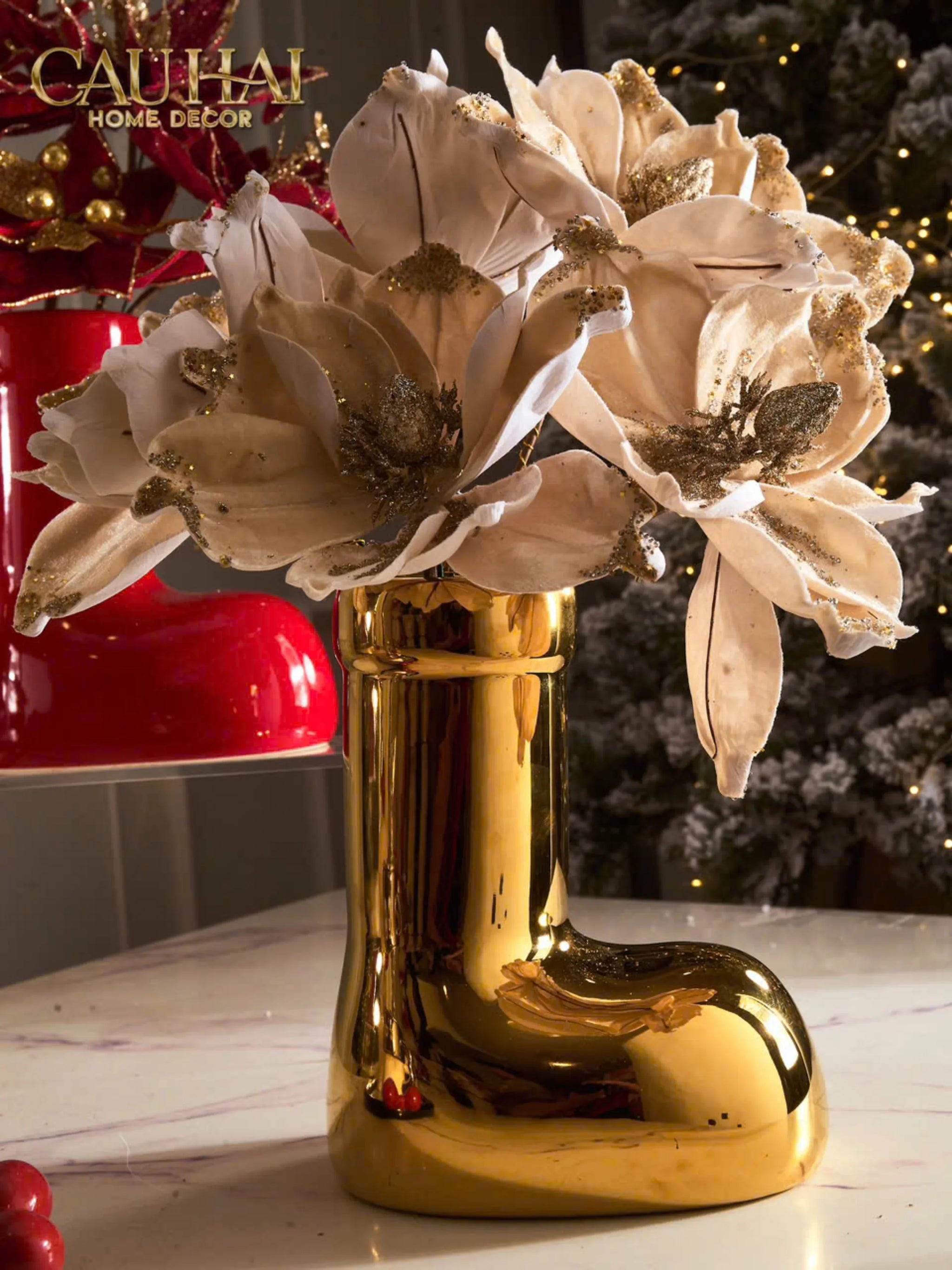 Bình Hoa Rouge Glossy Bubblr Boot Vase-Bình Hoa-CẬU HAI HOME DECOR