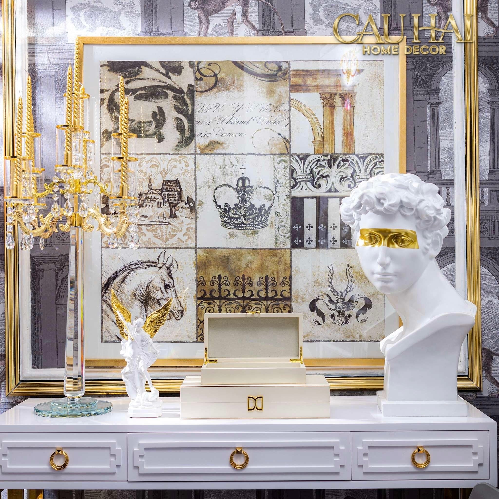 Maison Couture - Tượng Thiên Thần  Dát Vàng Gilded Drapery Archangel  Sculptures 31x23x86cm