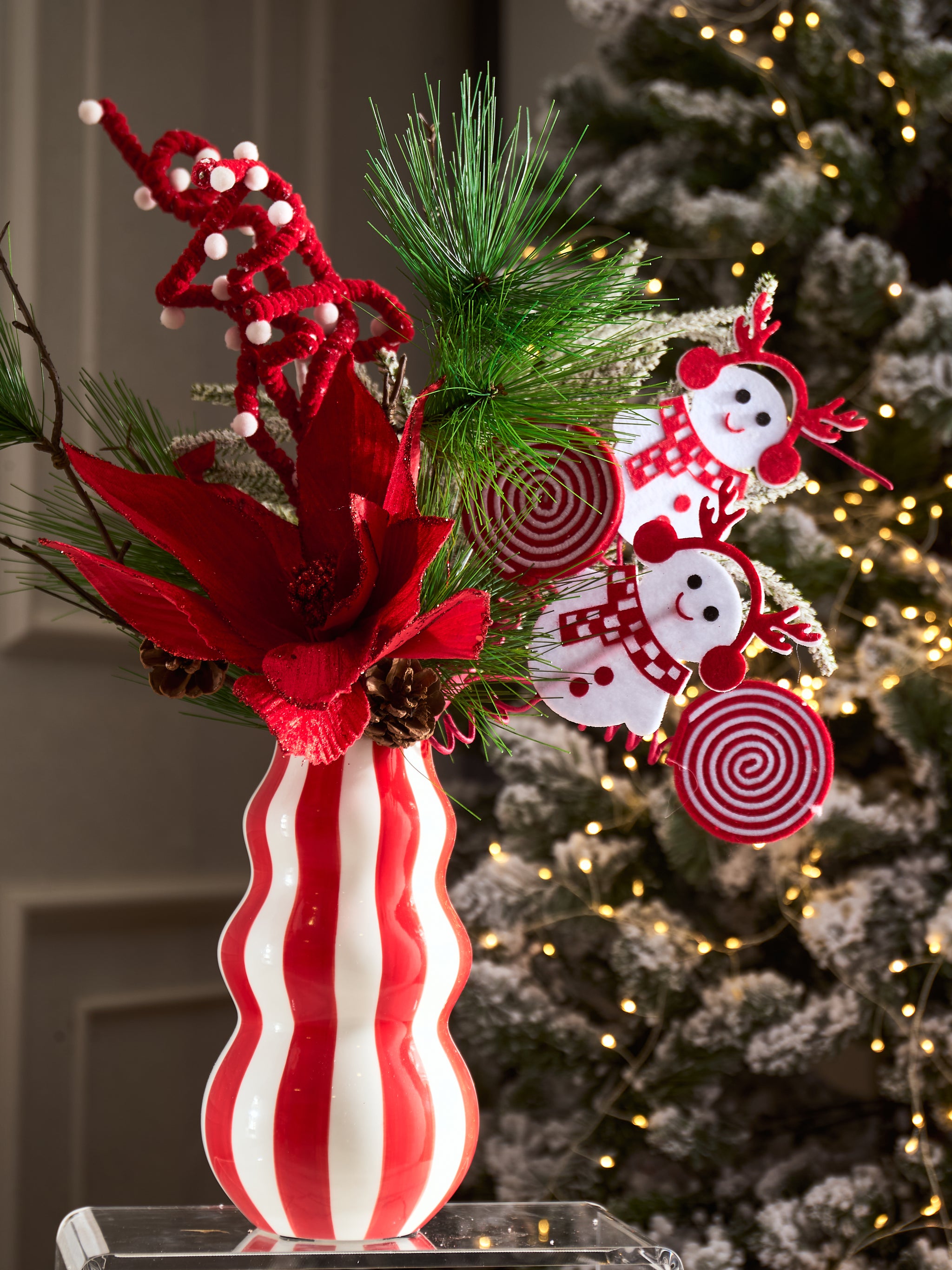 SET BÌNH HOA GRANDE CHERRY CANDY CANE - CẬU HAI HOME DECOR