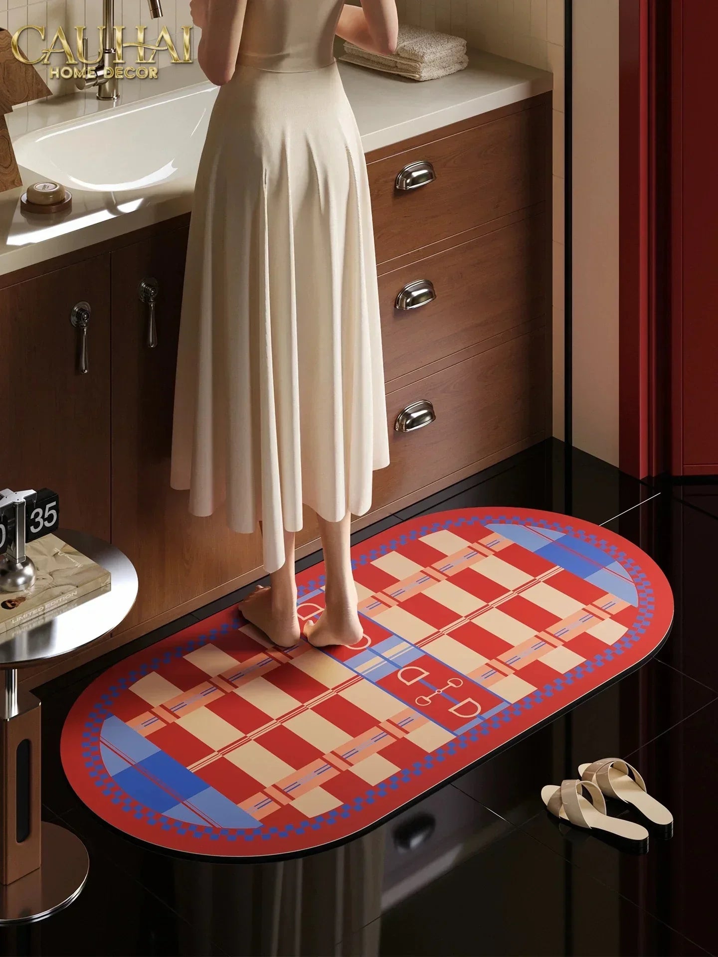 Thảm Cửa / Bathroom  Micro-Nappa  Gen8 45x90 Rouge Vermillion Équestre Horsebits Signature