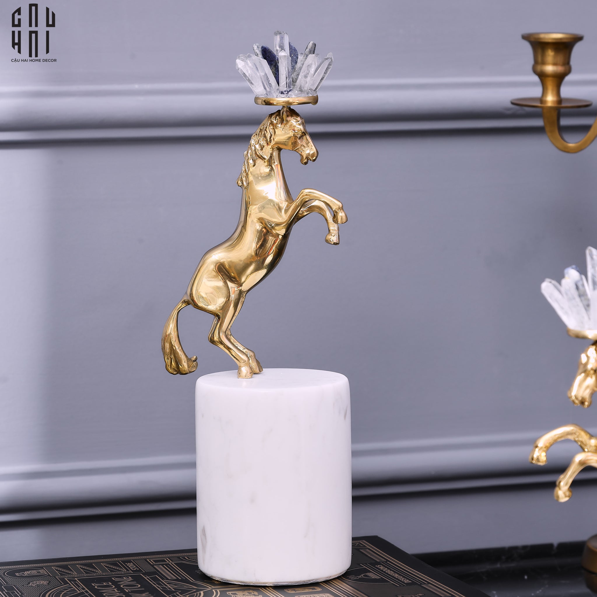 HOME COUTURE - SET 2 TƯỢNG NGỰA ROYAL HORSE BLUE QUARTZ-CẬU HAI HOME DECOR