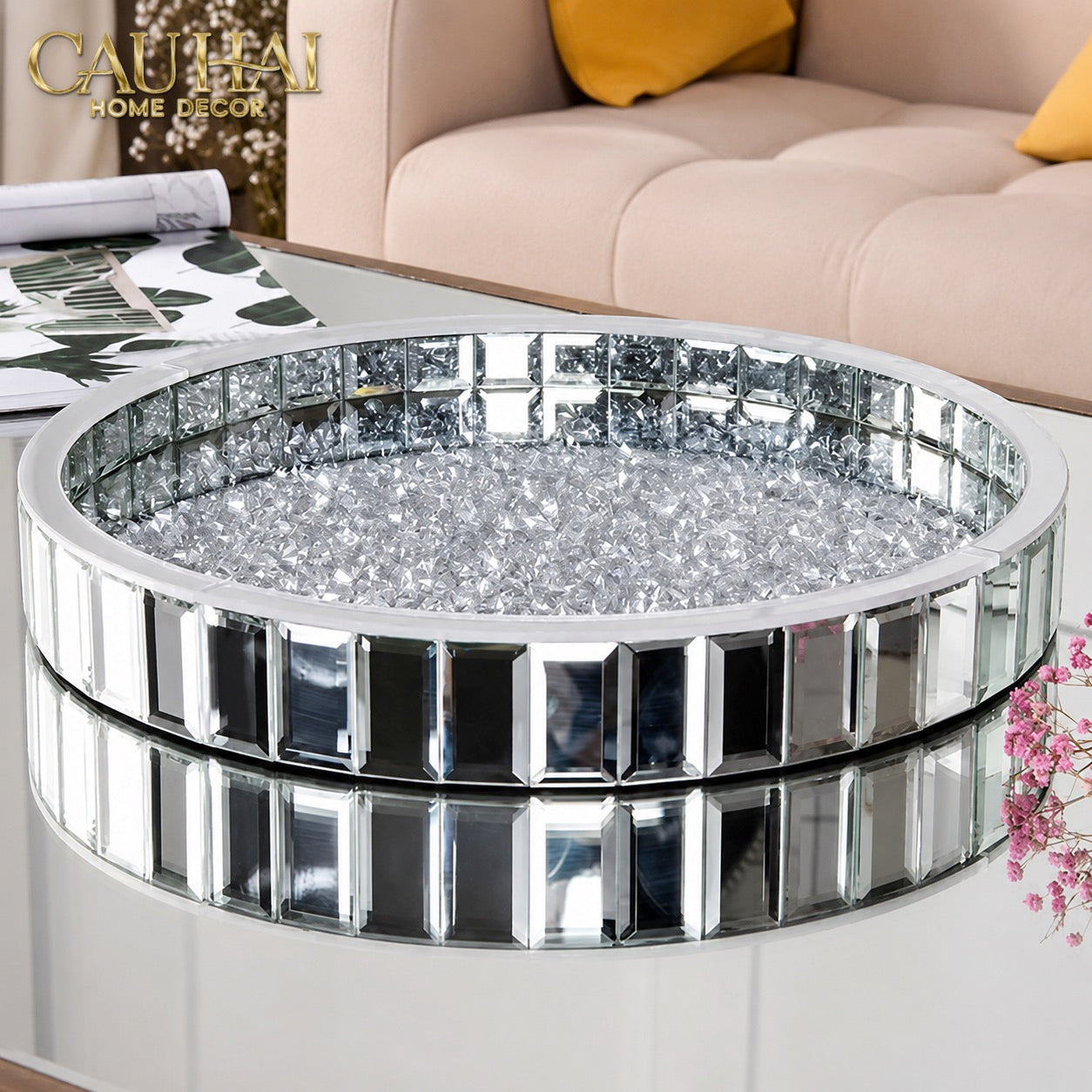 Haute Folie - Khay Gương Tròn Đế Xoay Mirror Argenté D30