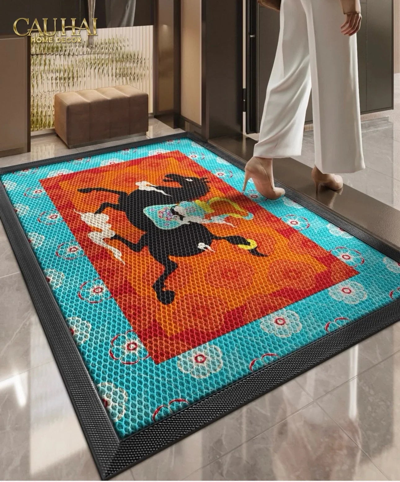 Thảm Ngăn Bụi  Ngựa Ô Coil Fiber Đan Vòng   80x100 - Équestre  Royale  Cheval Anti-Dust 3D Mats