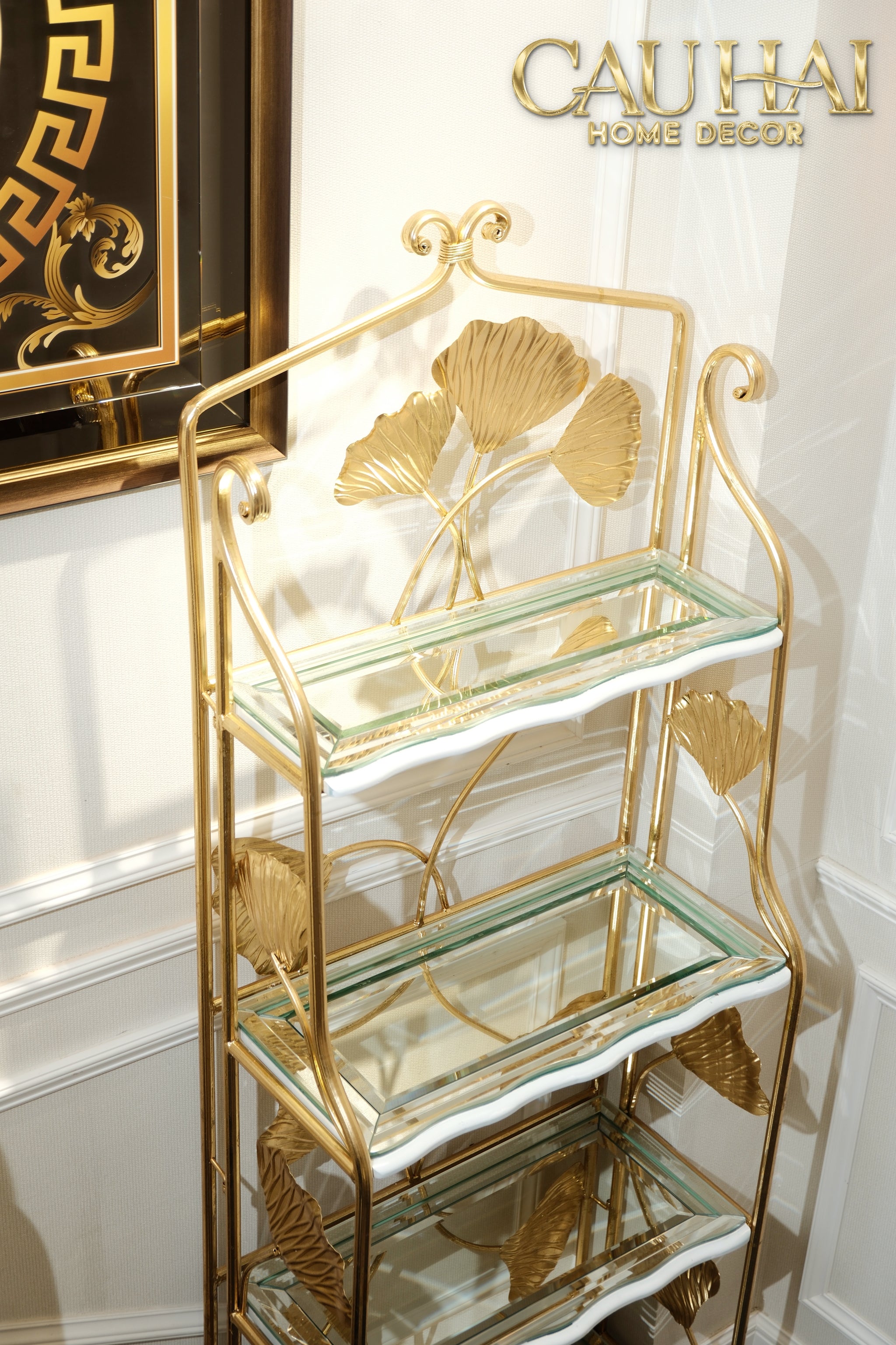 Maison Couture - Kệ Trưng Bày Lá Ngân Hạnh 4 Tầng Ginkgo Royale Étagère 14K Mirror