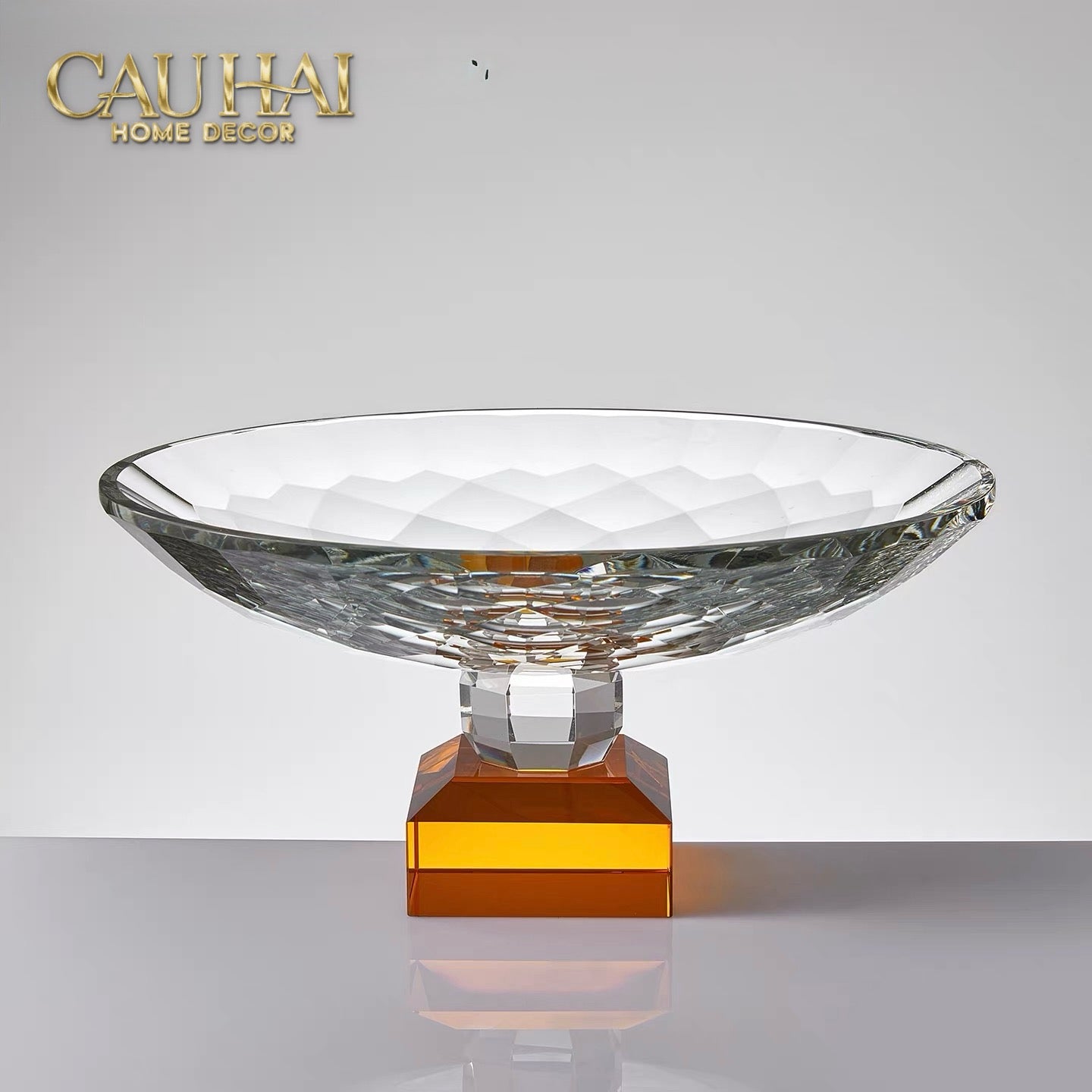 Maison Couture - Đĩa Trái Cây Pha Lê Eclat Candy Pink Cristalleries Fruit Plates Centerpieces 9x28x15