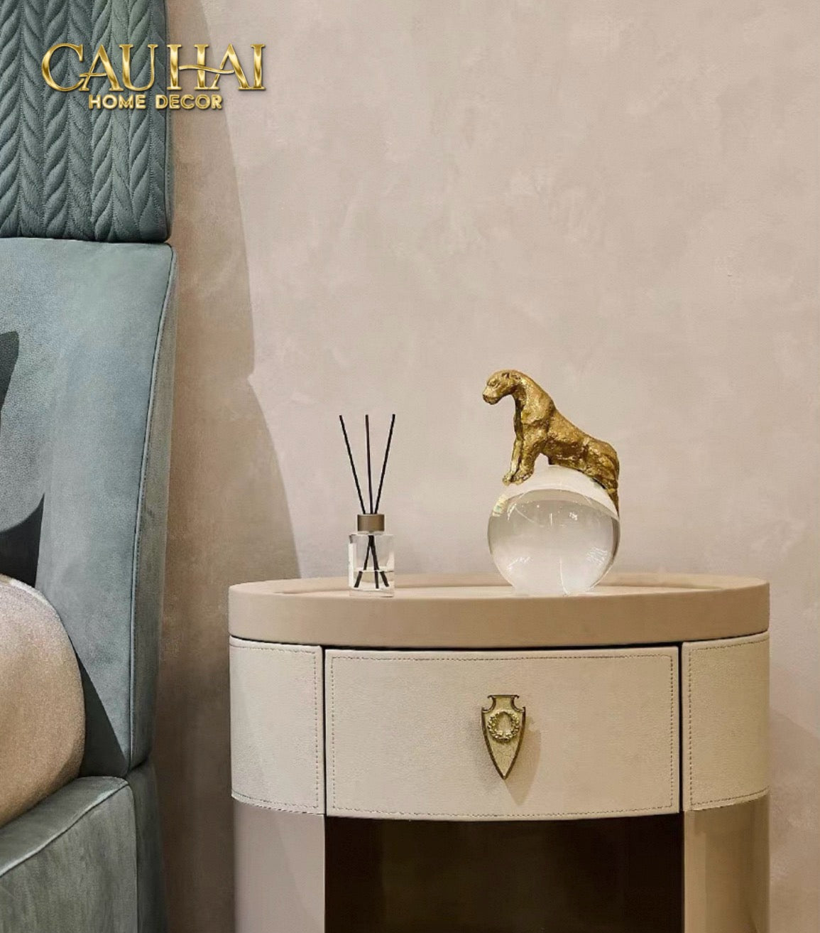 Maison Couture - Tượng Quả Cầu Pha Lê - Tượng Báo Bằng Đồng -   Regal  Brasson Panther Globe 15x30