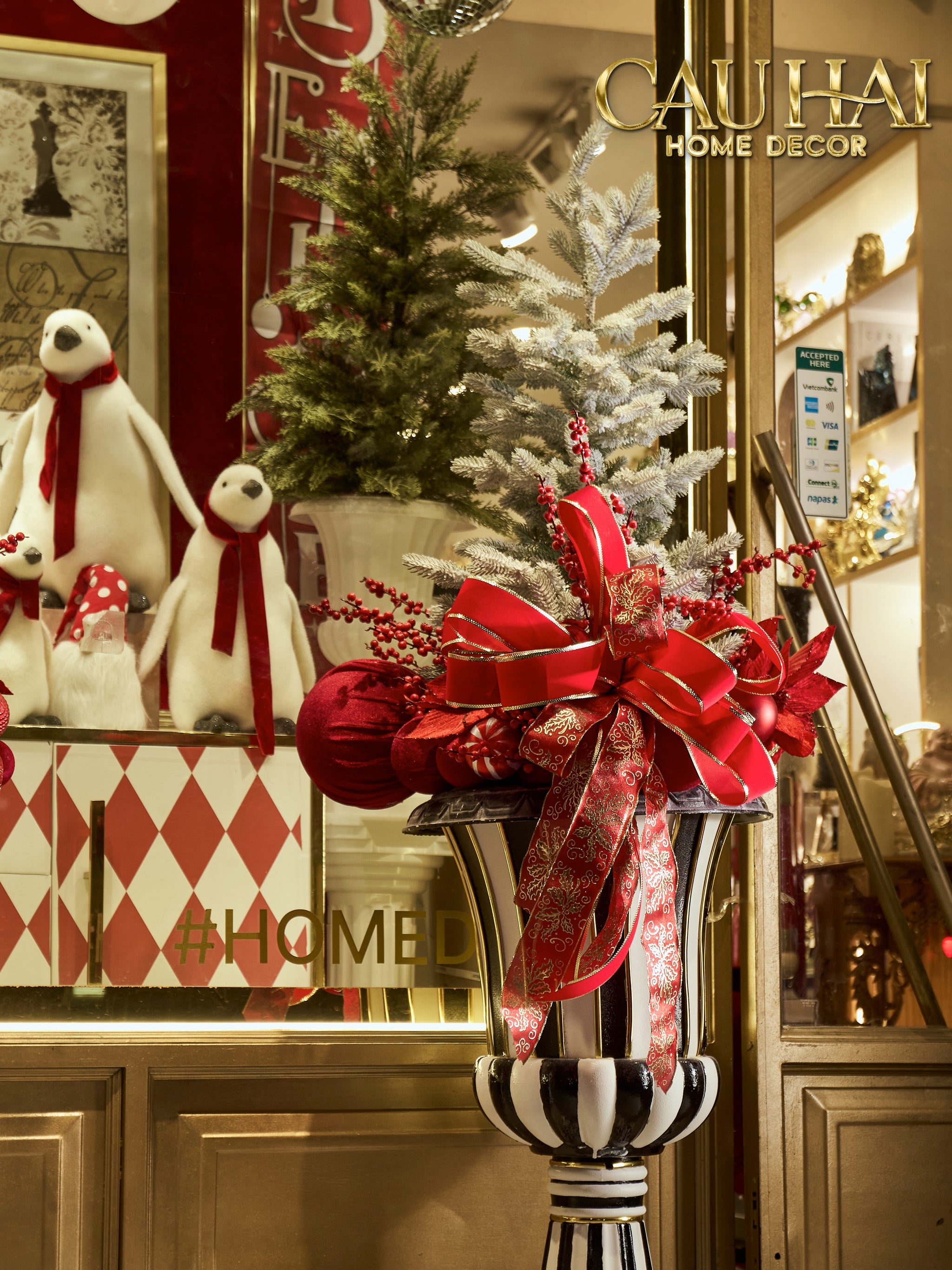 Fêtes Couture - Cặp Chậu Thông Les Jardinières Harlequin Rouge 170-CẬU HAI HOME DECOR