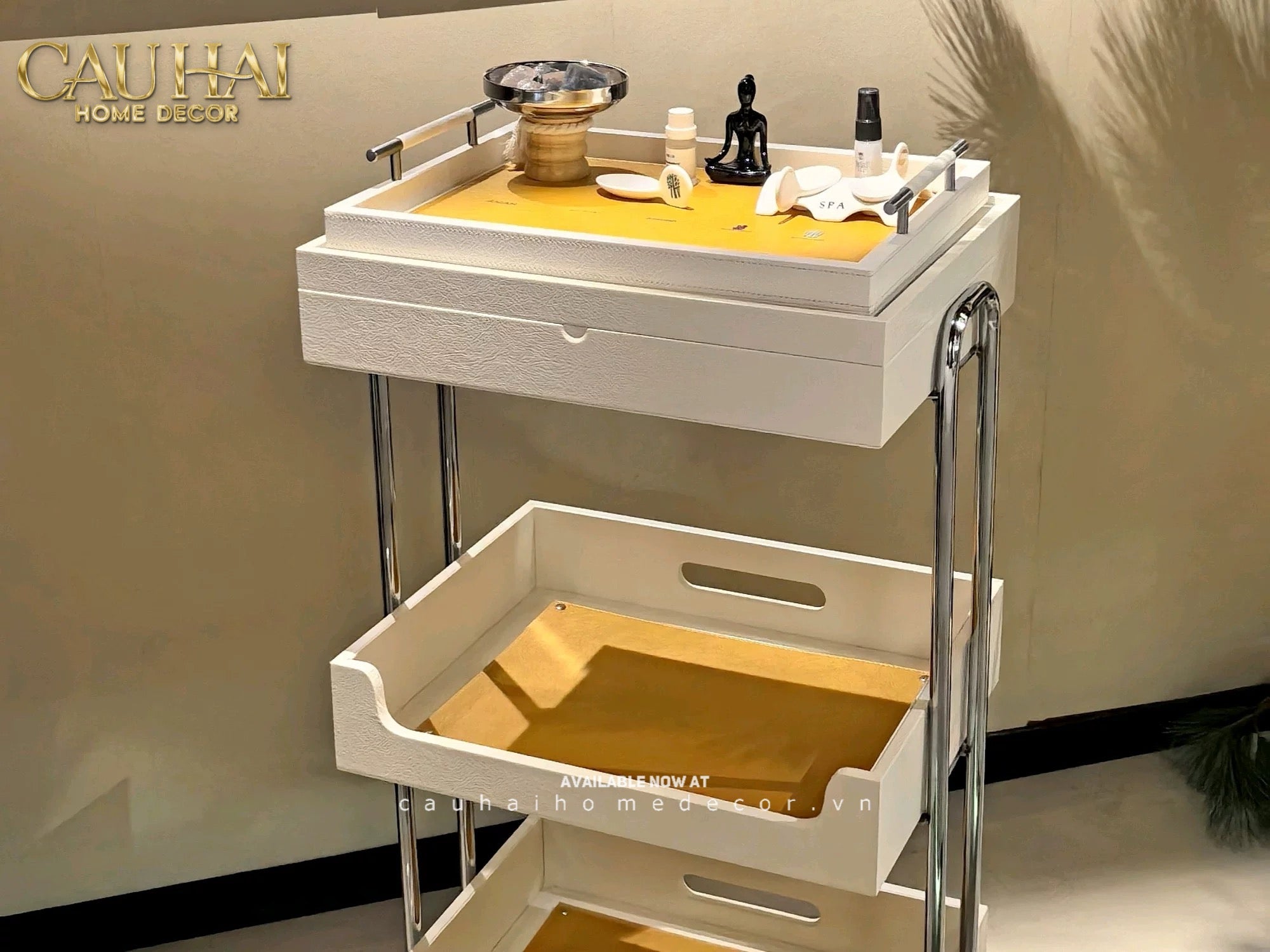 Khay Gỗ Chữ Nhật Chanh Vàng Elegance Luxe Leather - Citrus Jaune 32.5x42.5